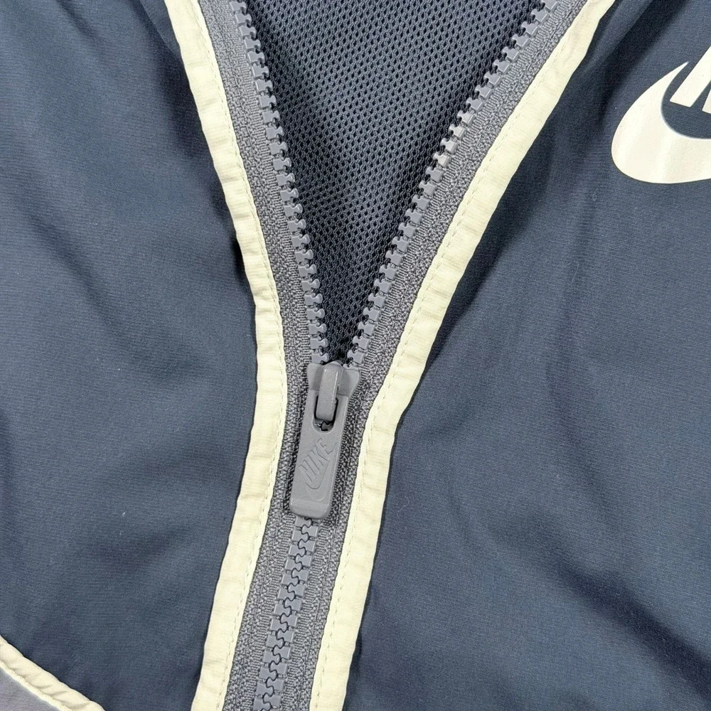 Nike Windrunner Jacket Womens XL Grey Navy Blue Full Zip Hooded 883495-013